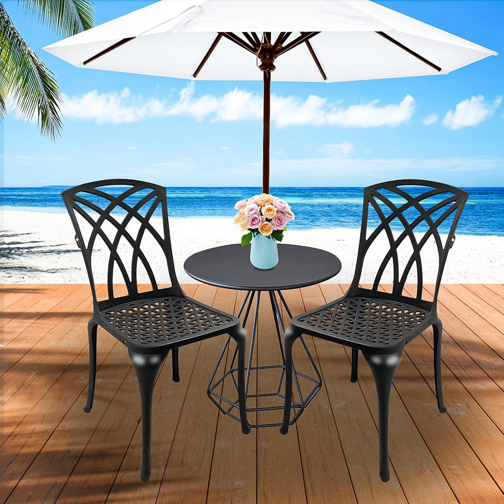 Black Set of 2 Cast Aluminum Outdoor Dining Chairs M655