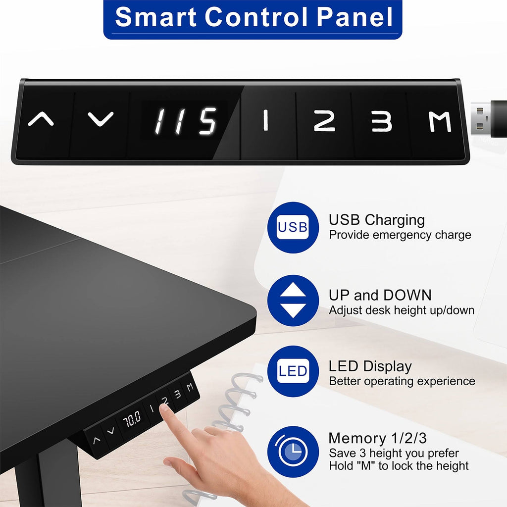 Black 48 x 24 Height Adjustable Electric Standing Desk Y7352