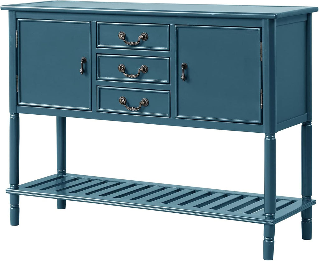 Solid Wood Console Table with 3 Drawers, 2 Cabinet and 1 Shelf H172