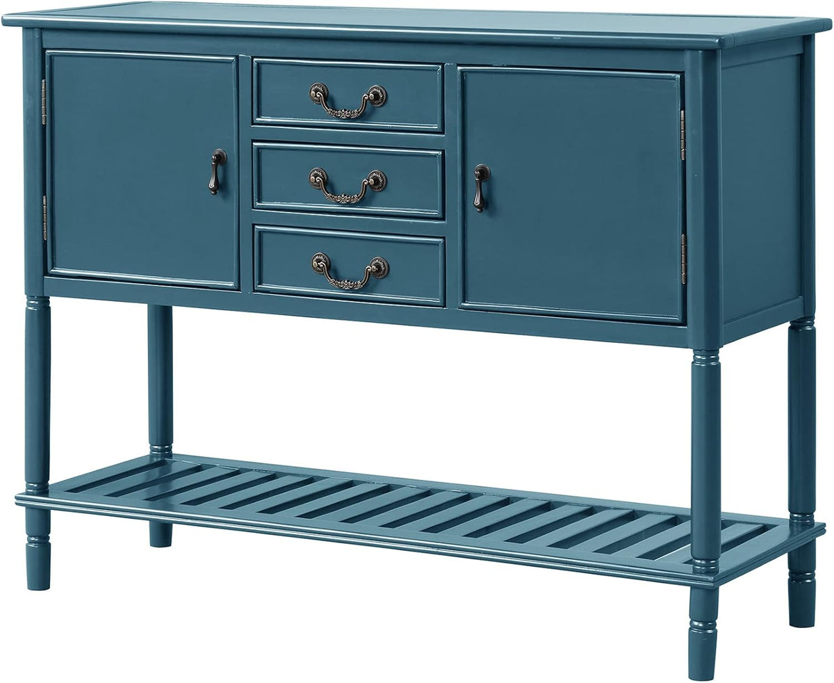 Solid Wood Console Table with 3 Drawers, 2 Cabinet and 1 Shelf H172