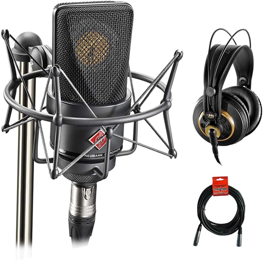 Black Condenser Microphone with Headphones & XLR Cable B918