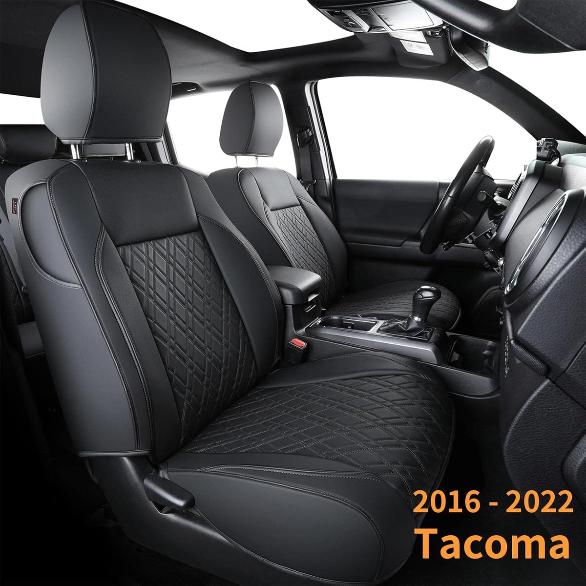 Tacoma Seat Covers Water Proof Faux Leather FullSet Black Gray S21815