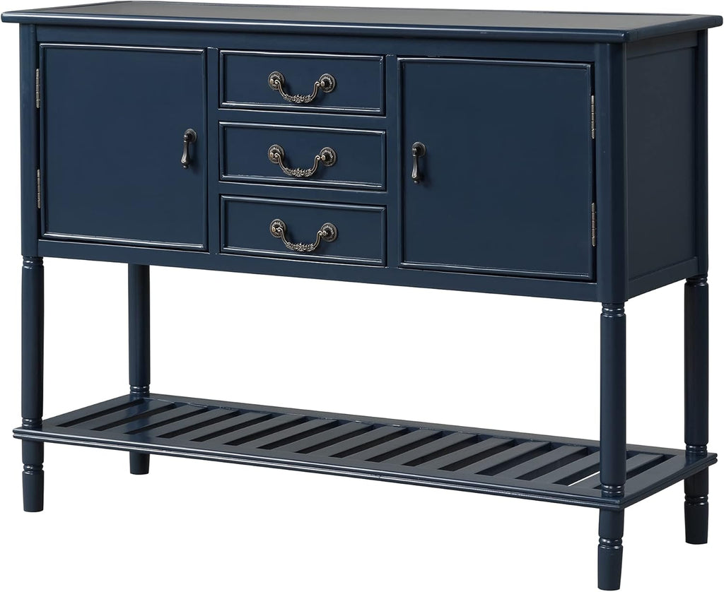 Solid Wood Console Table with 3 Drawers, 2 Cabinet and 1 Shelf H172