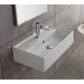 White Rectangular Ceramic Wall Mounted Vessel Sink U98168