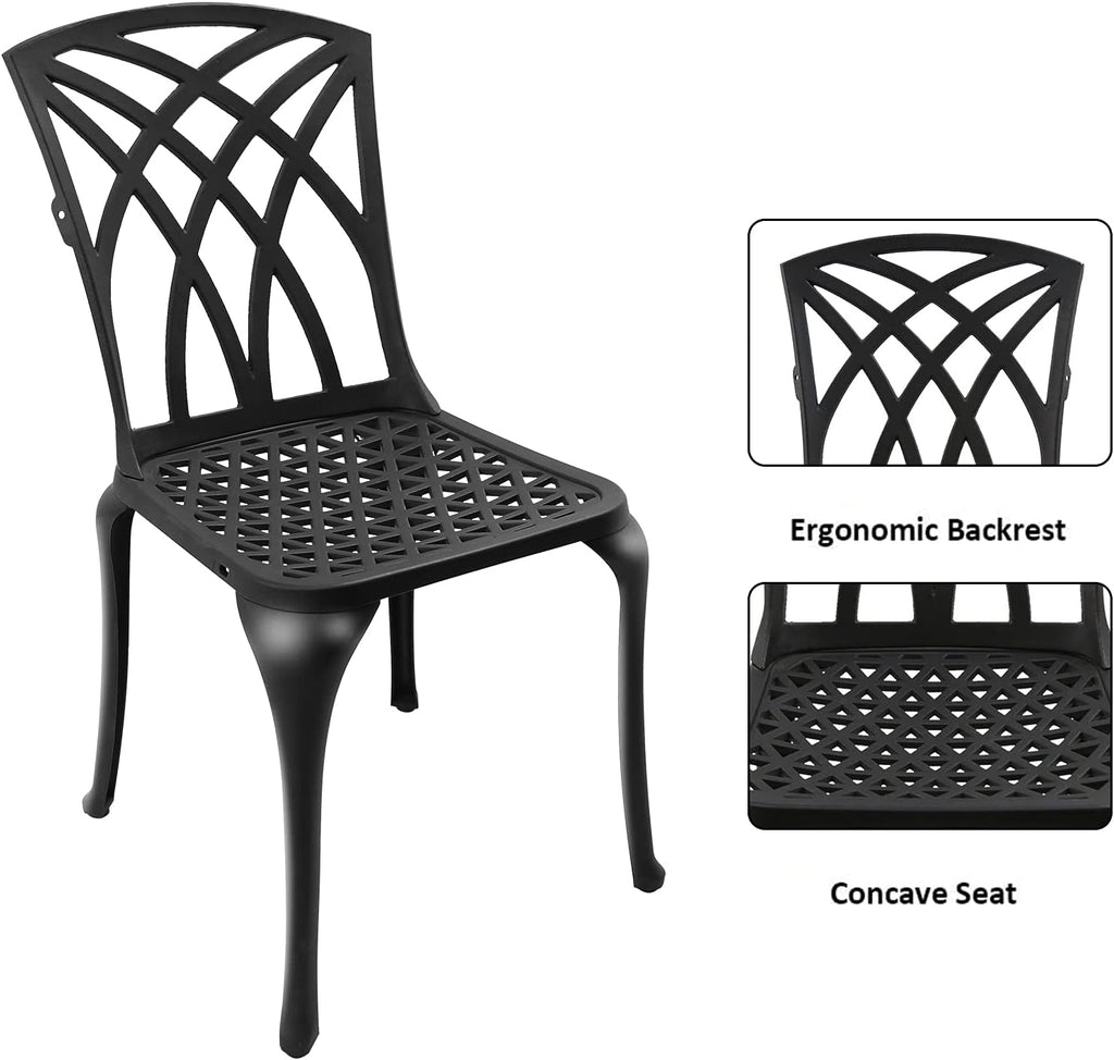 Black Set of 2 Cast Aluminum Outdoor Dining Chairs M655