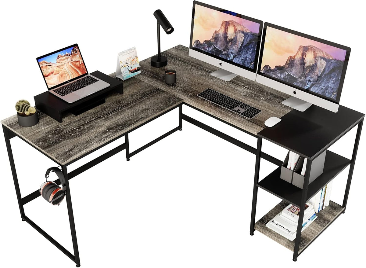 L Shaped Desk with Shelves 95.2 Inch Reversible Corner Computer Desk C219493