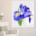 Blue Iris Illustration Watercolor Painting Print on Wrapped Canvas L4741
