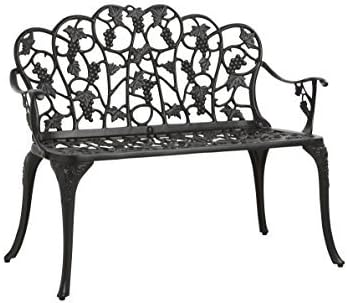 Black Cast Aluminum 2 Person Outdoor Bench P501