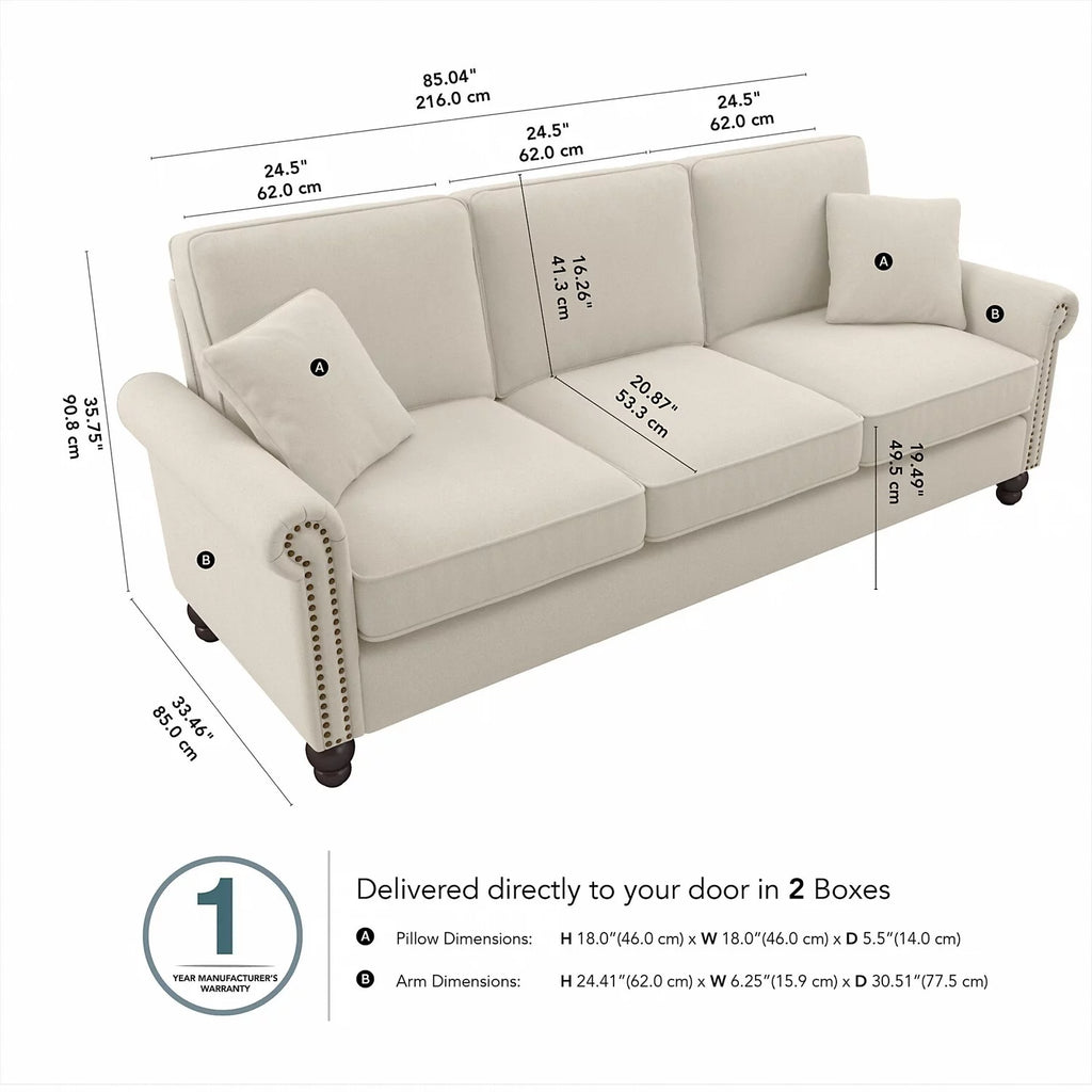 Cream Herringbone Fabric Sofa H553