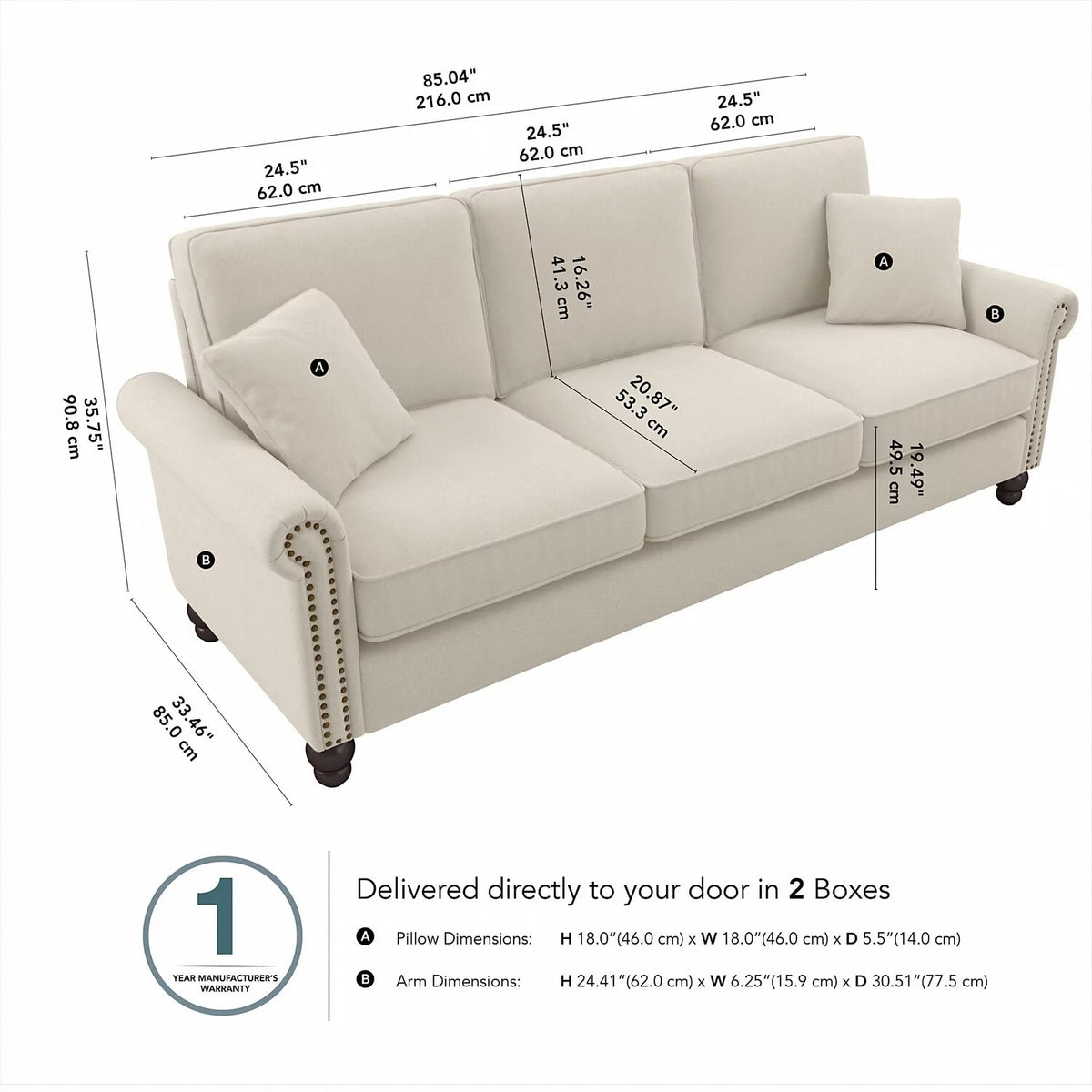 Cream Herringbone Fabric Sofa H553