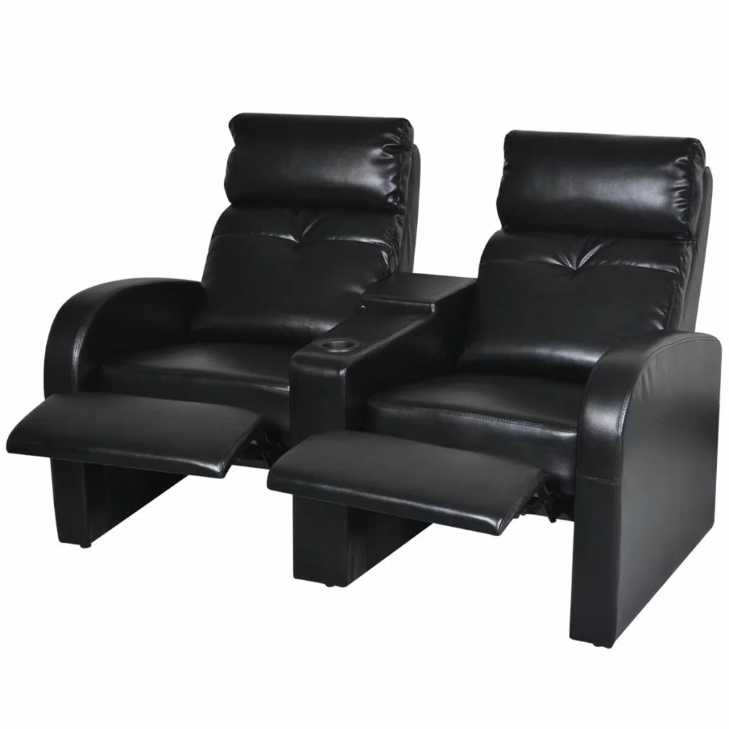 2-Seater Black Faux Leather Recliner Sofa A470426