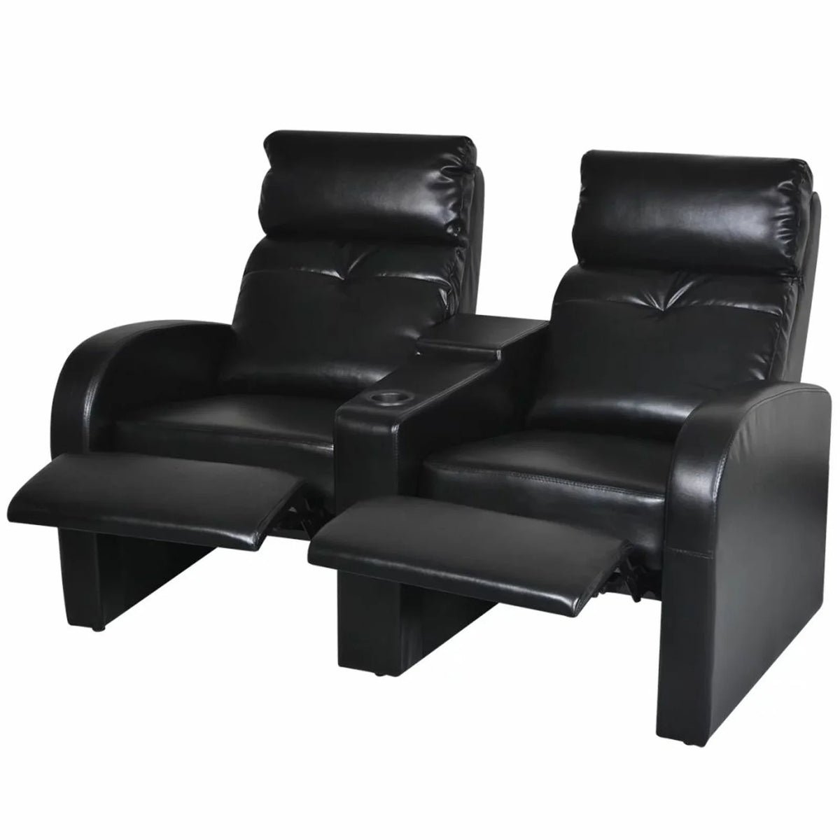 2-Seater Black Faux Leather Recliner Sofa A470426