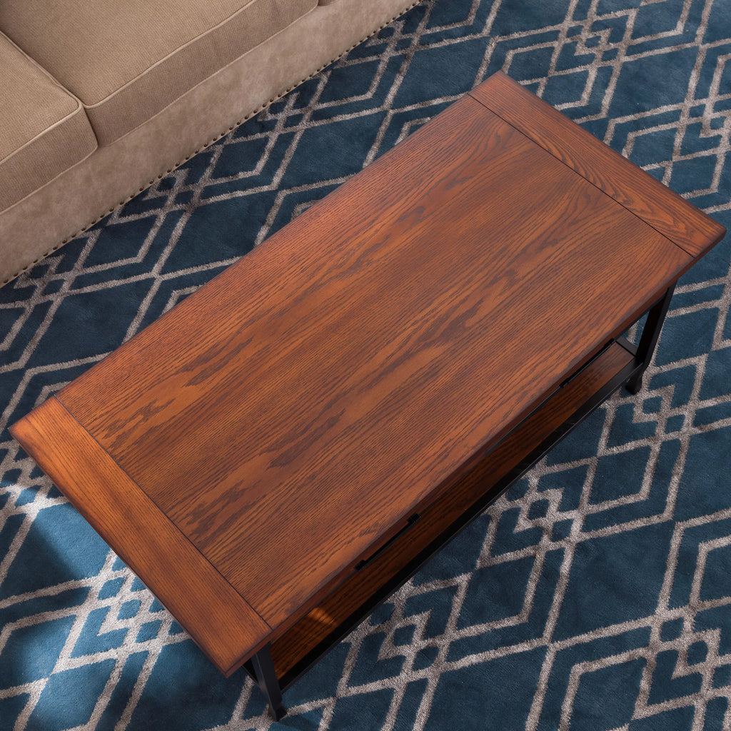 Rustic Two Drawer Coffee Table with Shelf H928224