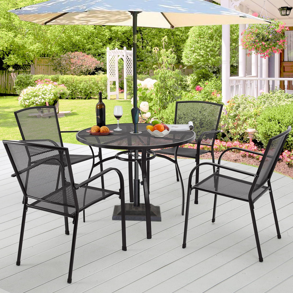 5-Piece Metal Patio Dining Set with 4 Stackable Chairs I416418