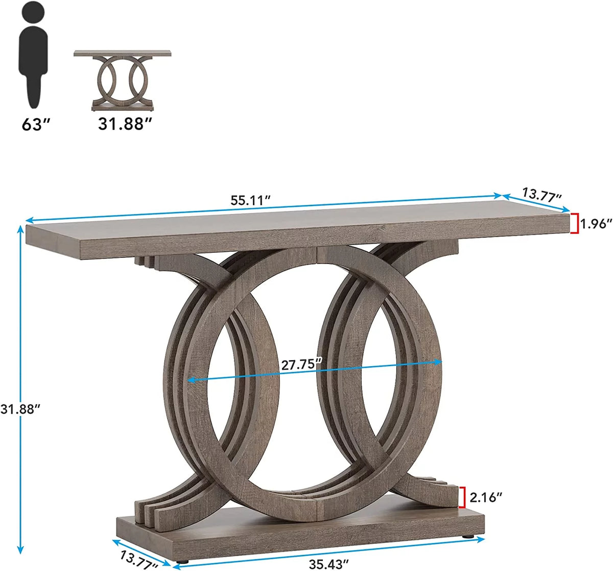 55 inches Brown Wooden Console Table C819714