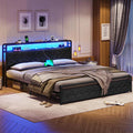 King Size Faux Leather Upholstered Platform Bed with LED Headboard C47604