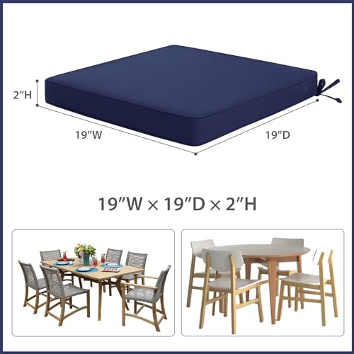 19"W x 19"D x 2"T Set of 4 Waterproof Outdoor Chair Cushions I835