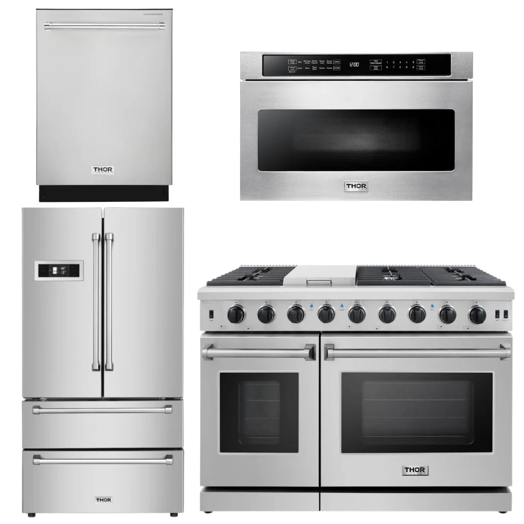 48 Gas Range, Dishwasher, Refrigerator, Microwave D2217
