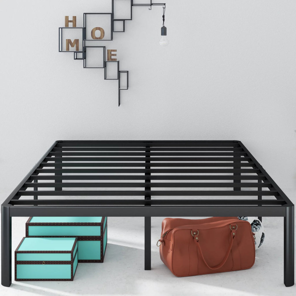 16" Metal Platform Bed Frame with Steel Slats, Twin N880