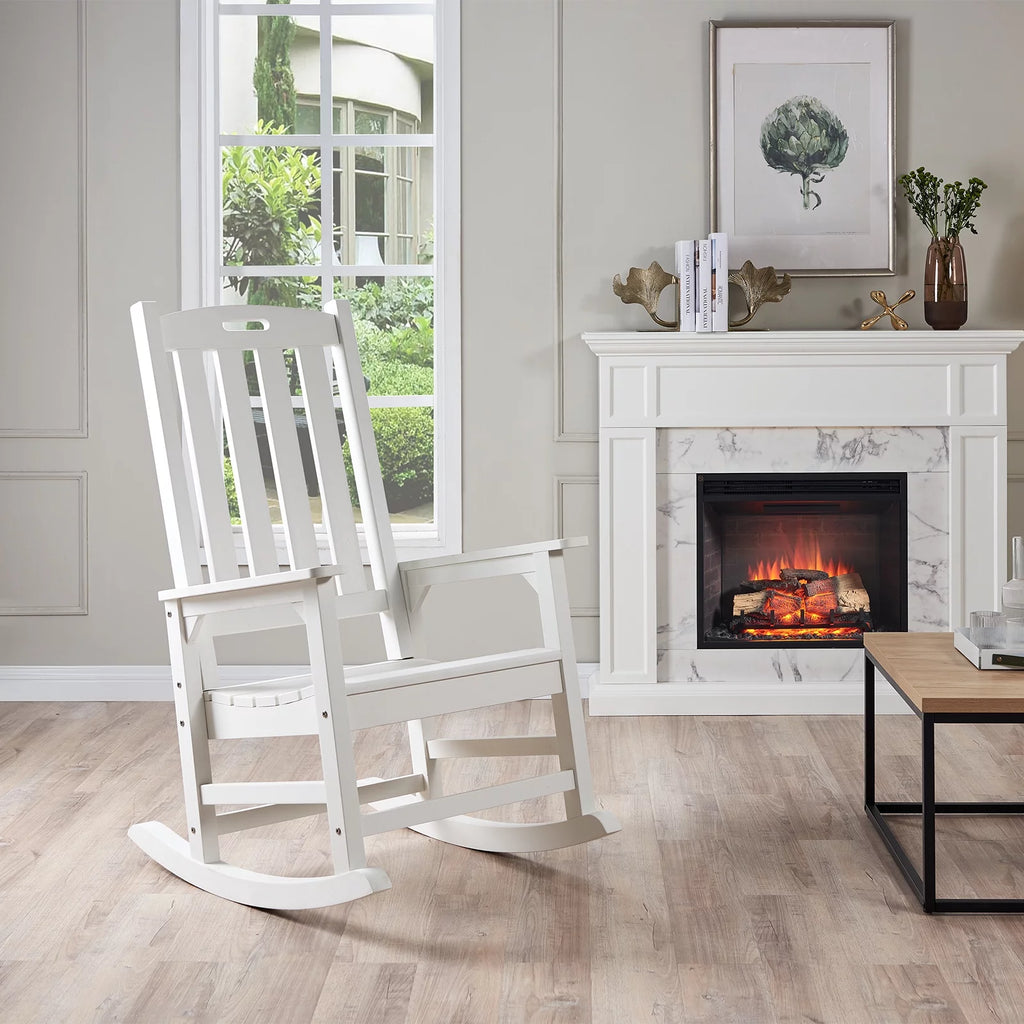 White Poly Lumber Rocking Chair with High Back D23554