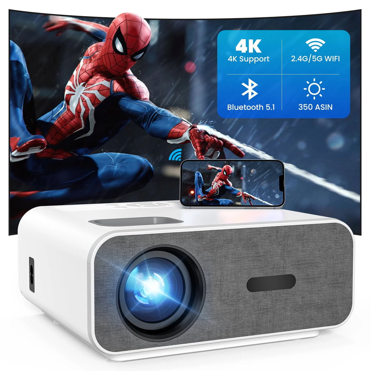 4K Portable Mini Projector with Wifi and Bluetooth Q811268