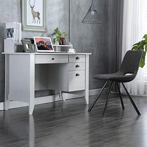 White Desk with Drawers and Hutch Y3491