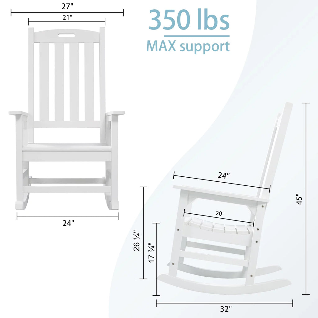 White Poly Lumber Rocking Chair with High Back D23554