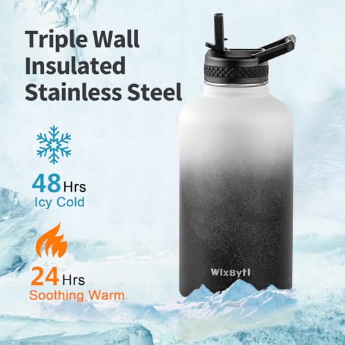 64 oz Insulated Stainless Steel Water Bottle with Straw G823708