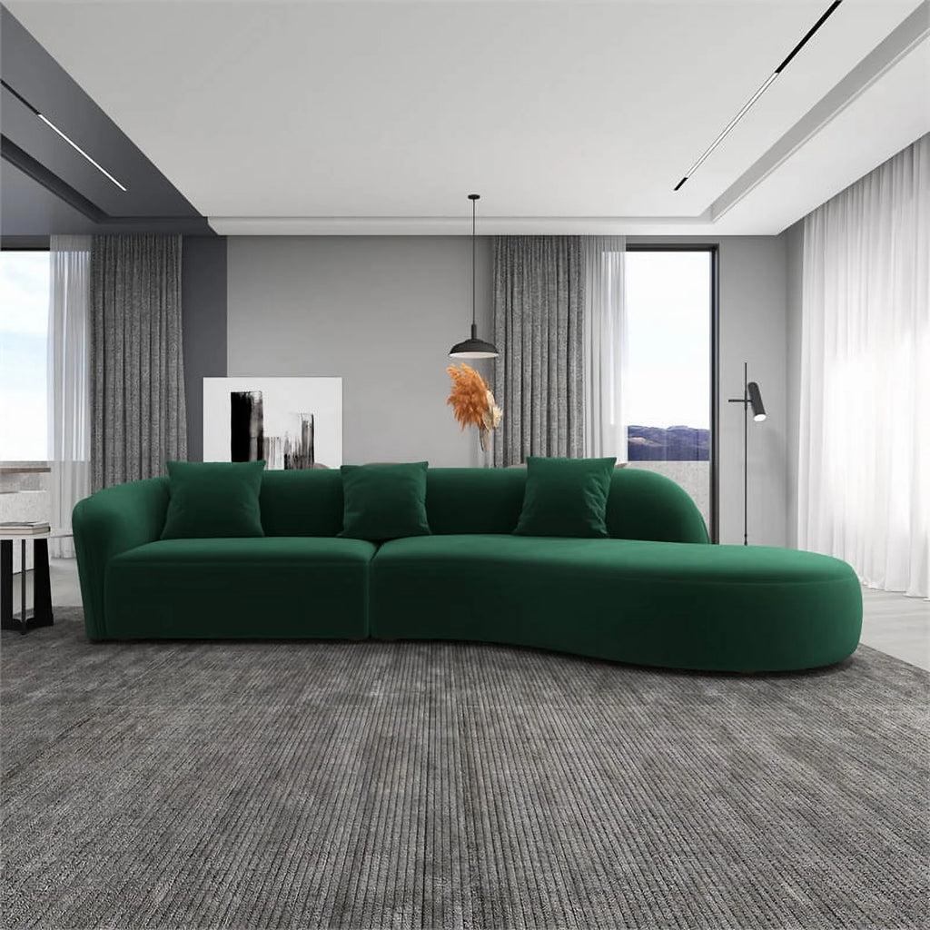 Green Velvet Curvy Couch W173