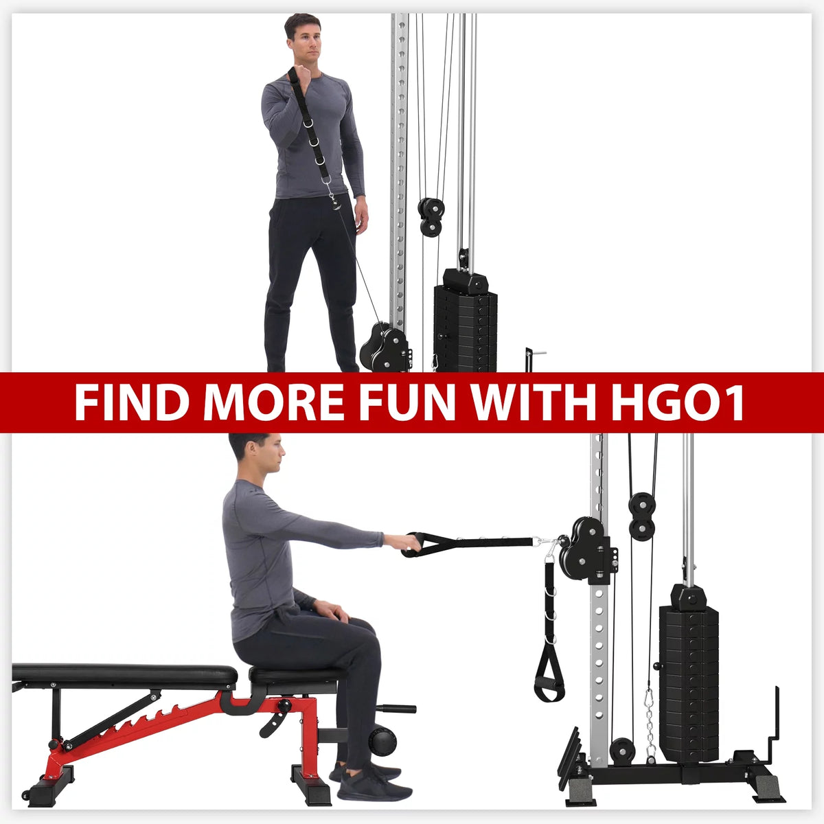 Wall Mount Cable Crossover Machine with 200LBS Weight Stack L516435