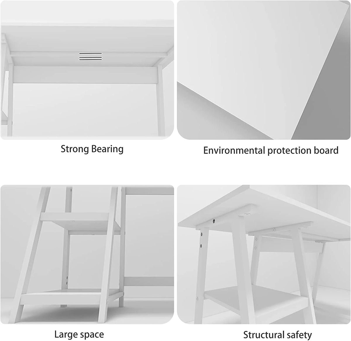 51" White Desk with 2-Tier Storage Bookshelves H342614