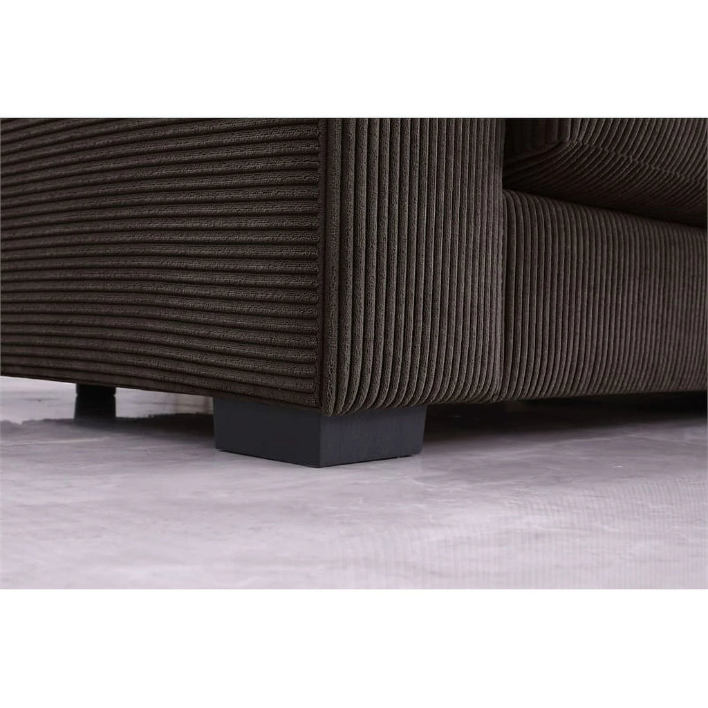 Brown Corduroy Upholstered Sectional Sofa with Chaise X577