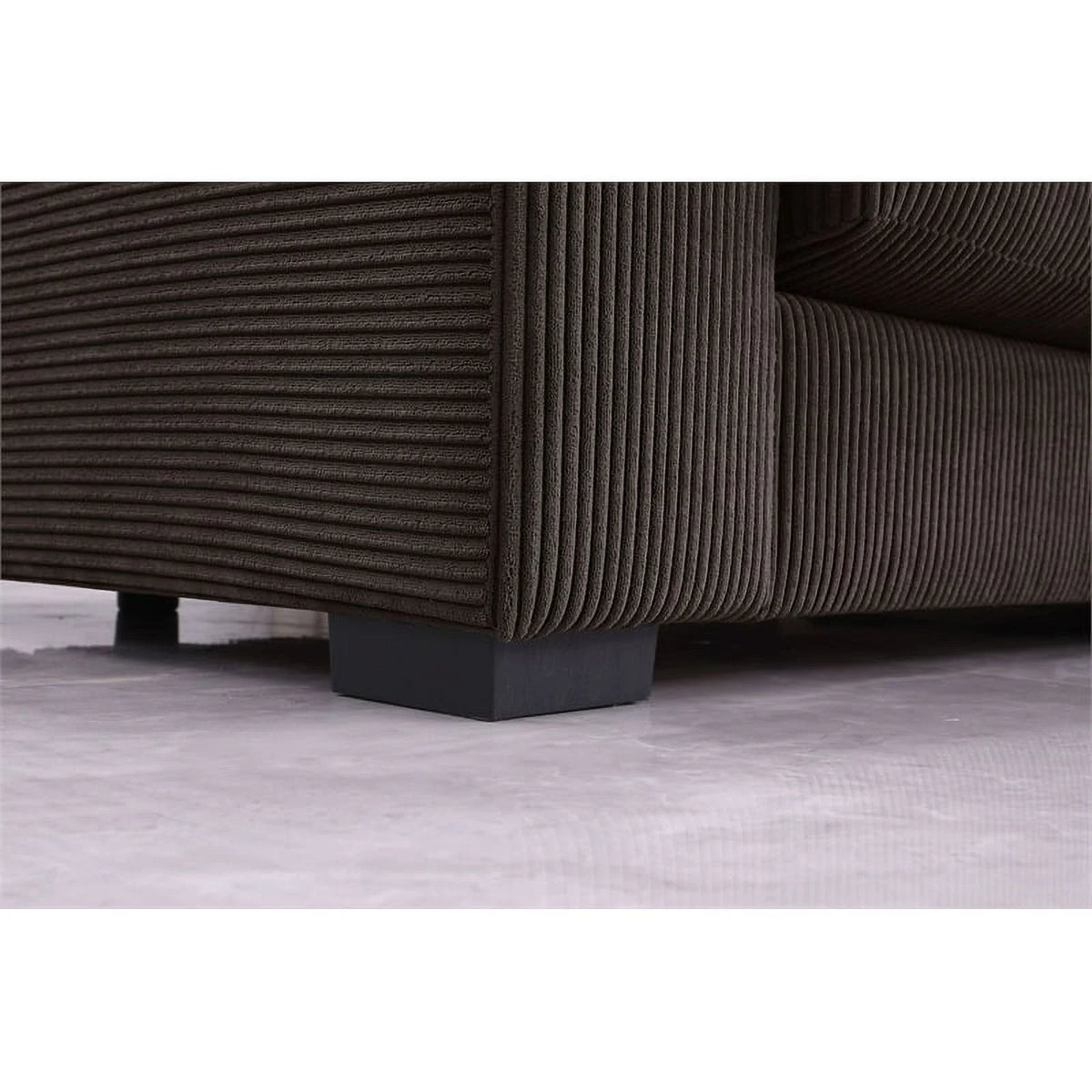 Brown Corduroy Upholstered Sectional Sofa with Chaise X577