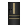 36 in. 4-Door French Door Refrigerator with Ice & Water Dispenser in Black Stainless & Polished Gold J4757