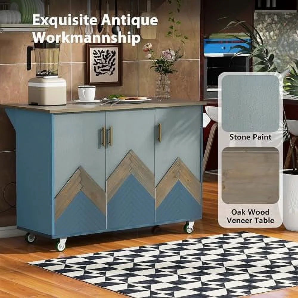 Rolling Kitchen Island with Power Outlet and Wheels Y63626