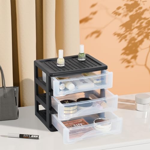 Medium 4 Drawer Clear Stacking Desktop Organizer O9151
