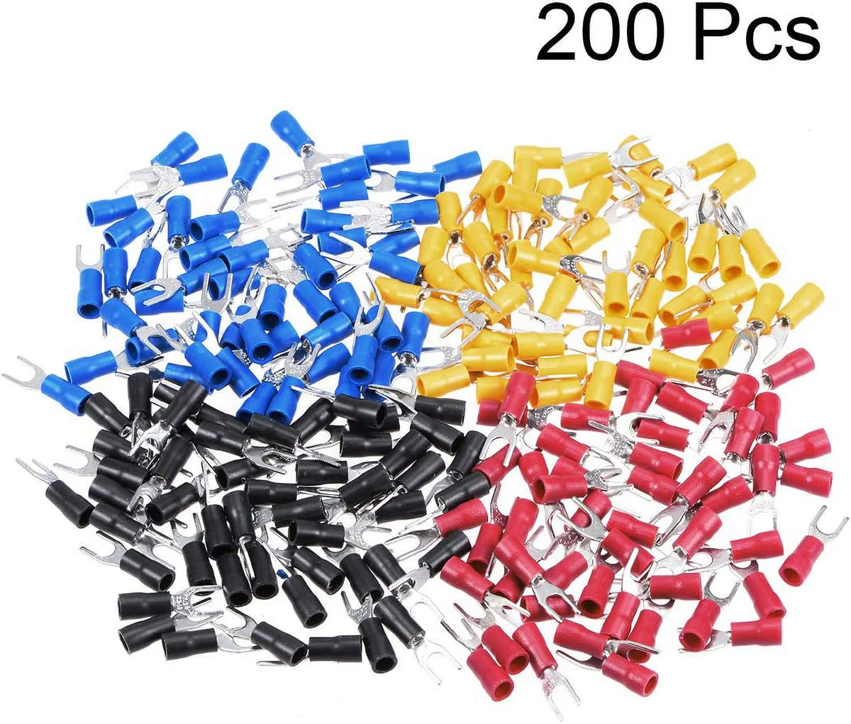 200Pcs Insulated Fork Spade Wire Connector Electrical Crimp Terminal 22-16AWG F991467