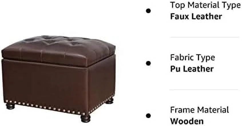 Rectangular PU Leather Tufted Ottoman Bench with Lift Off Lid T285974