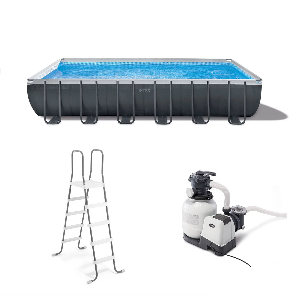 24' x 12' x 52 Rectangular Frame Swimming Pool with Pump O984