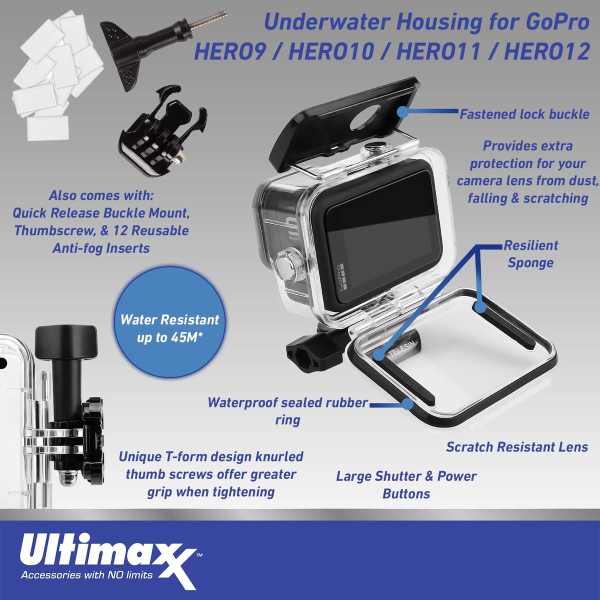 GoPro Hero 12 Bundle with 64GB Memory Card, 2x Batteries, Underwater Housing P6083