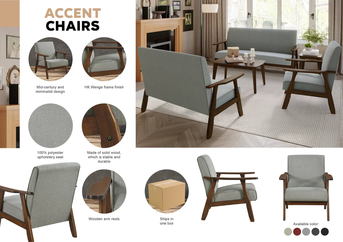 Dark Grey Upholstered Linen Accent Chair C51042