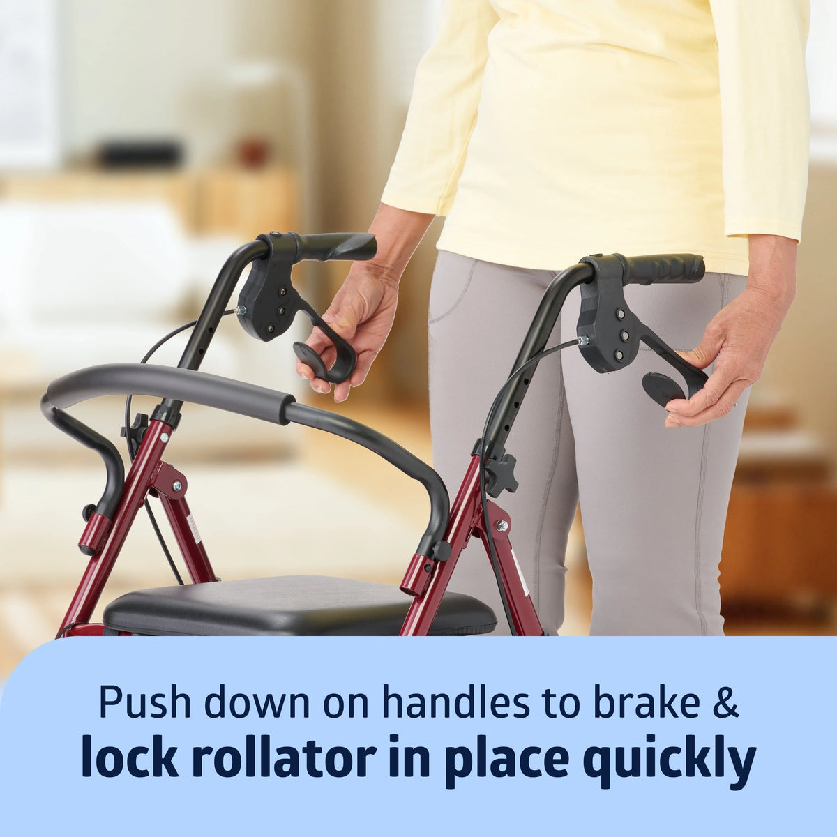 Folding Steel Rollator Walker 6 Wheels 350lb Capacity Burgundy Red B301393