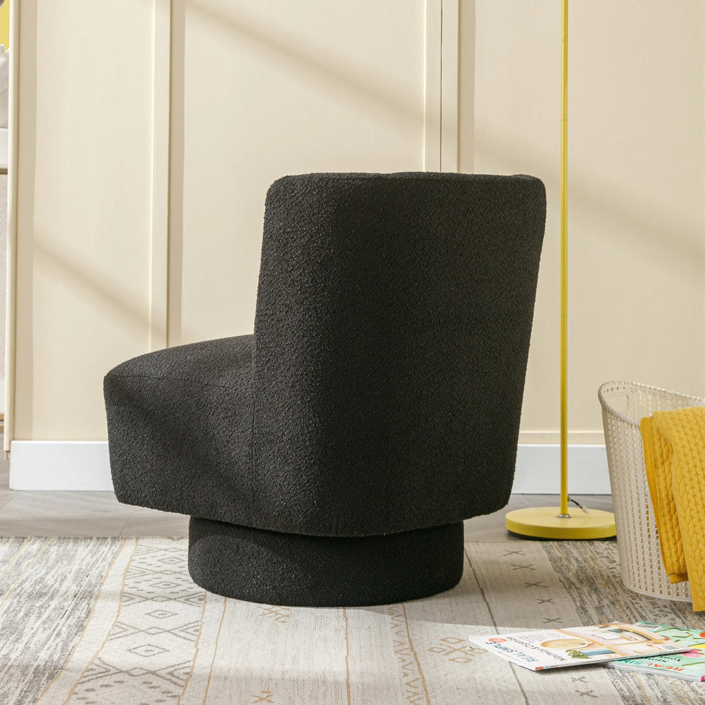 Black 360 Degree Swivel Accent Barrel Chair Z272800