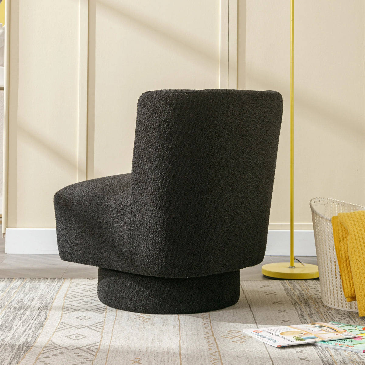Black 360 Degree Swivel Accent Barrel Chair Z272800