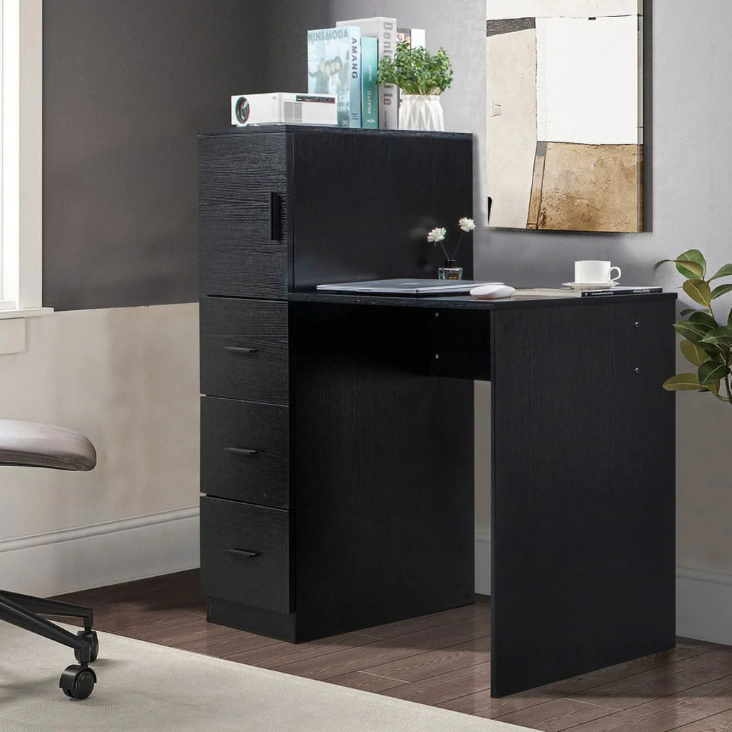 Black Computer Desk with 3 Storage Drawers S2678
