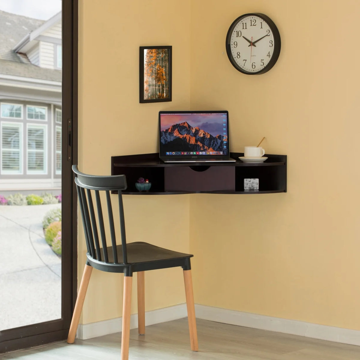 Heart Shaped Corner Desk with Drawer and Two Shelves G24481