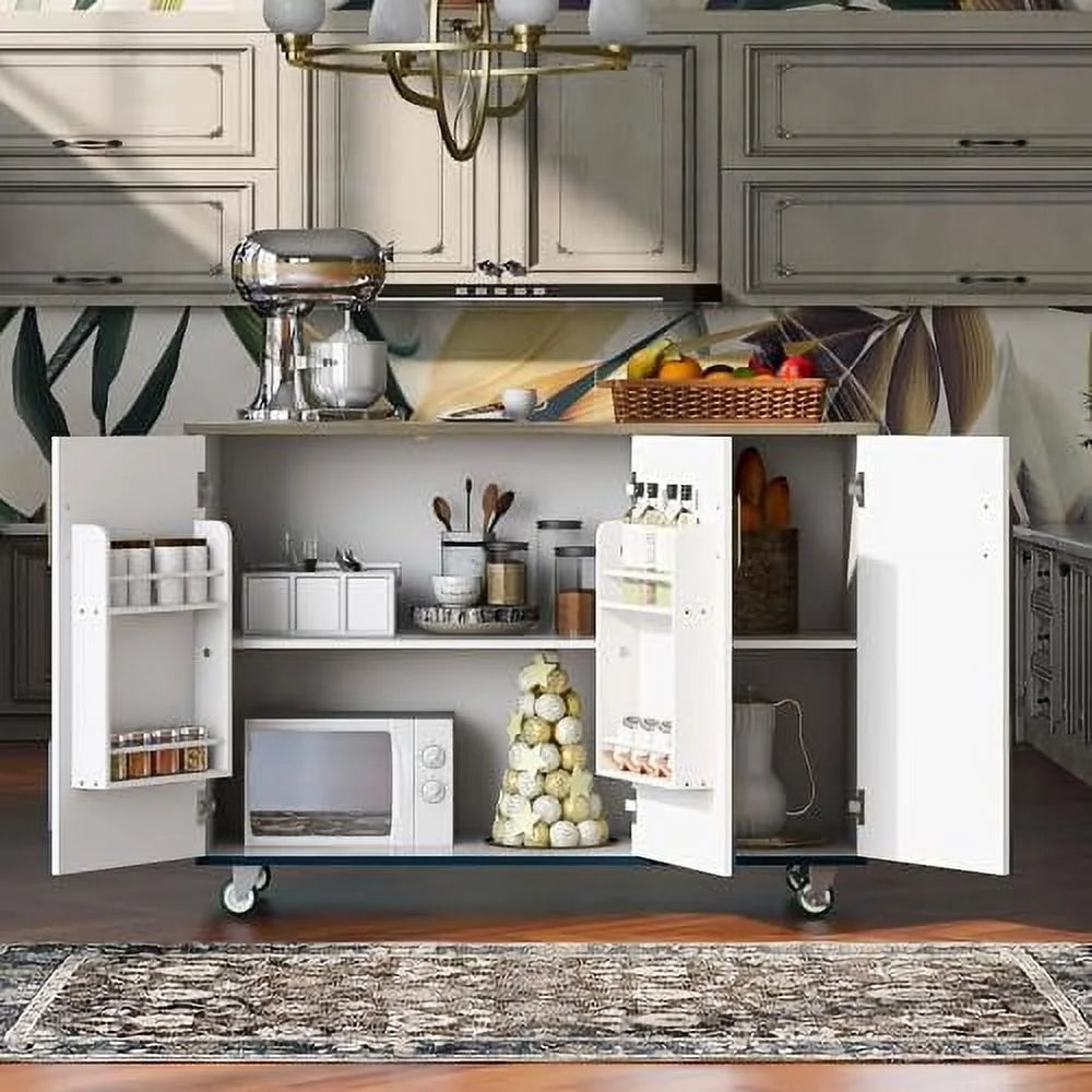 Rolling Kitchen Island with Power Outlet and Wheels Y63626