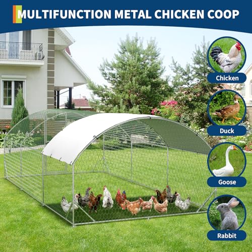 Heavy Duty Walk-in Chicken Coop Metal Poultry Cage with Waterproof UV Cover M318