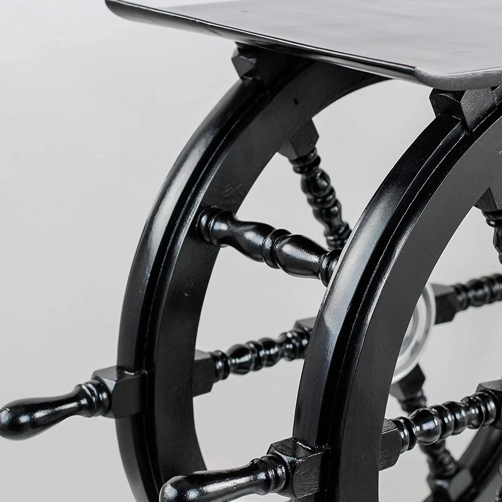 Black Nautical Handcrafted Wooden Stool R3326