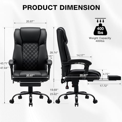 Black Ergonomic Reclining Office Chair with Footrest O204
